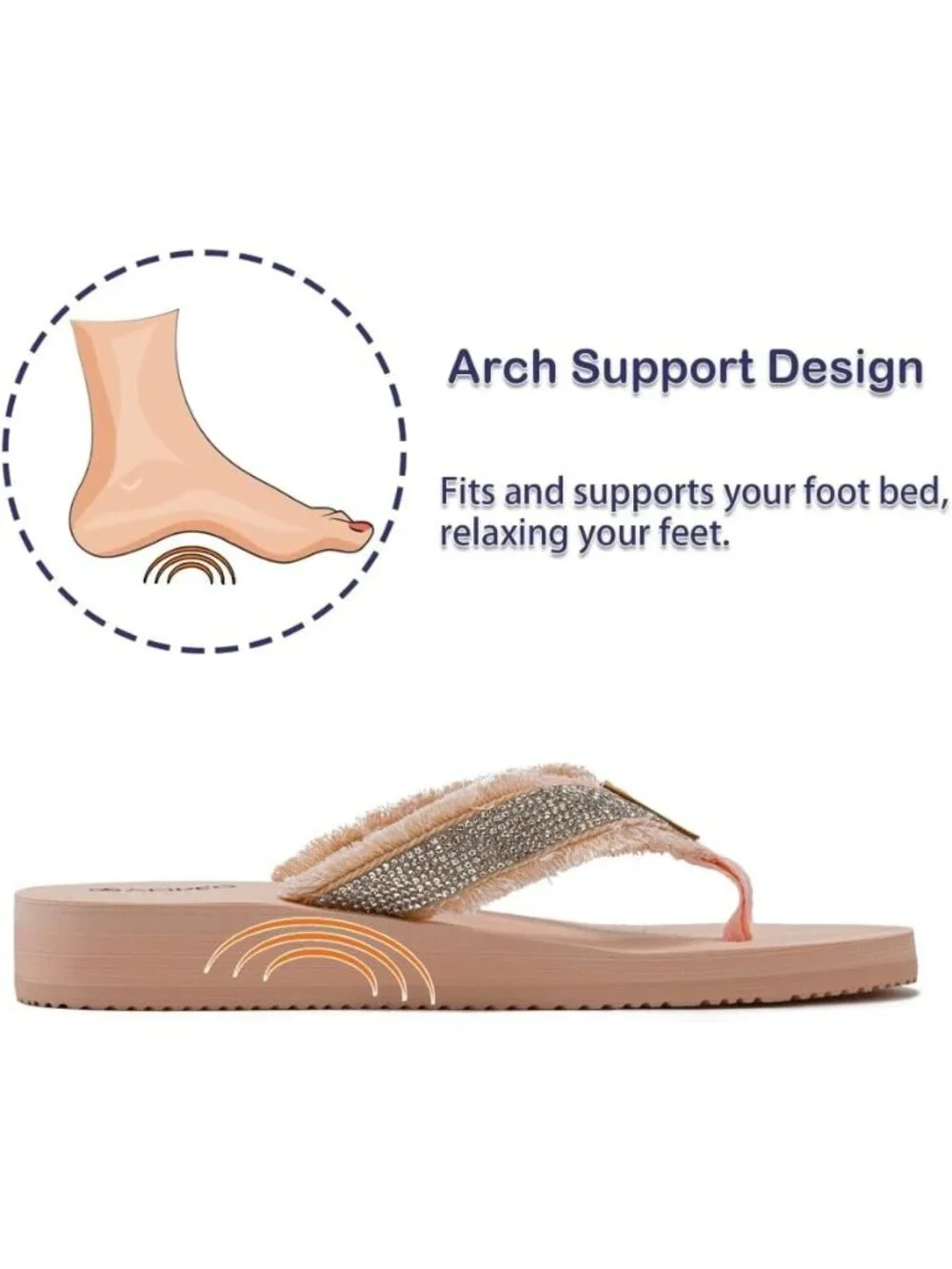 Women's Gemstone Nude Comfortable Flip Flops Summer Casual Beach Thong Sandals